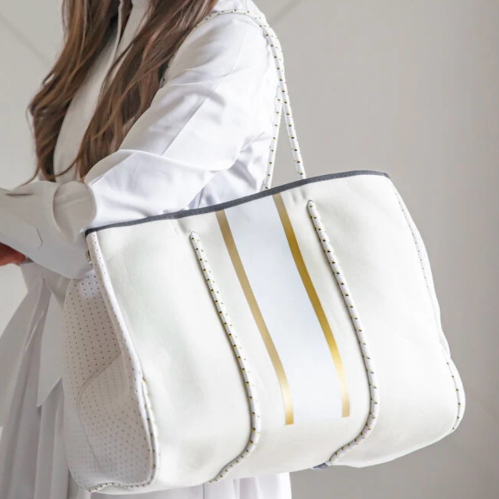 Parker & Hyde Neoprene Lightweight Tote Cream Great Condition